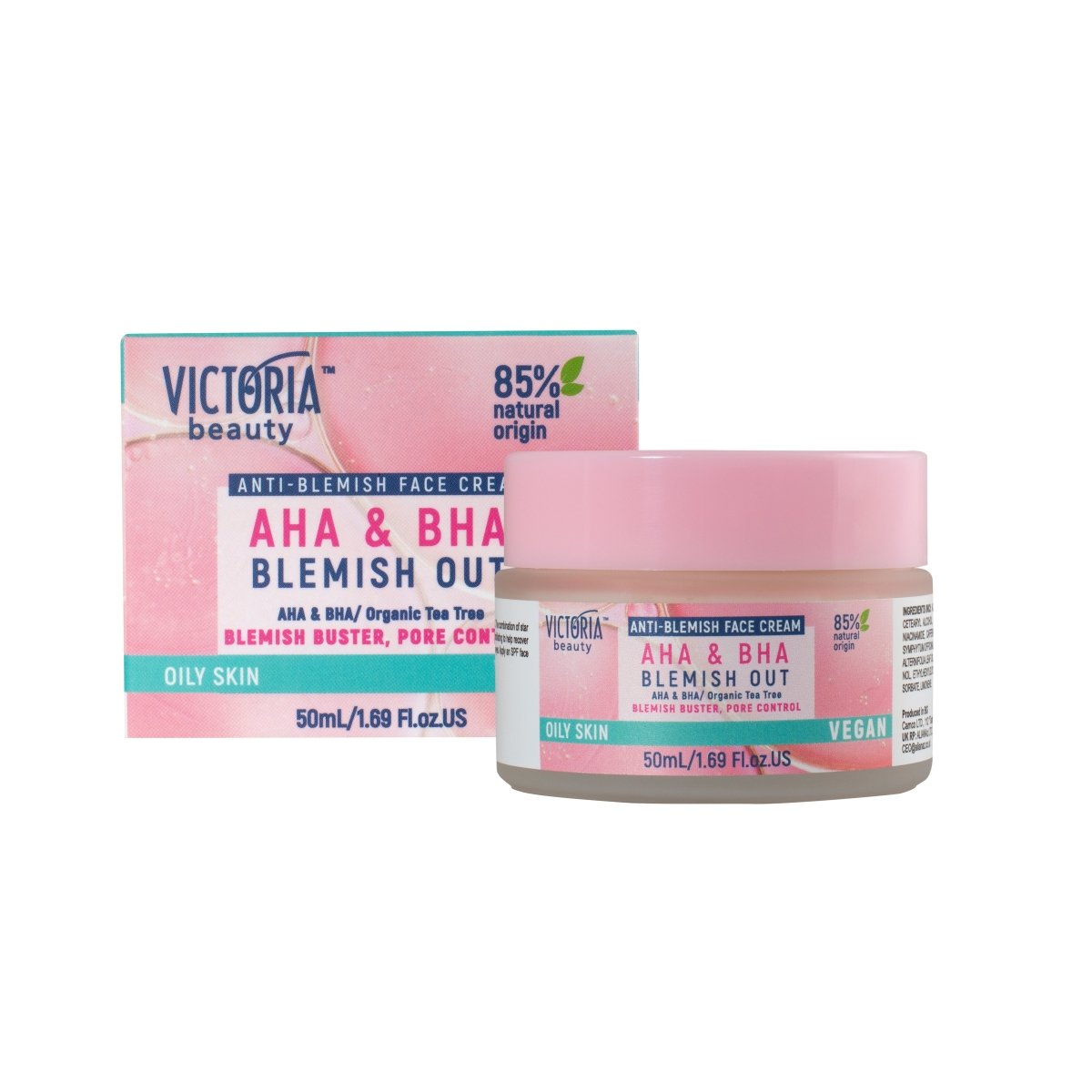 Blemish Out Дневен и нощен крем за лице против пъпки с гликолова киселина (AHA),салицилова киселина (BHA),цинк, ниацинамид и масло от чаено дърво 50ml - CAMCO Ltd.