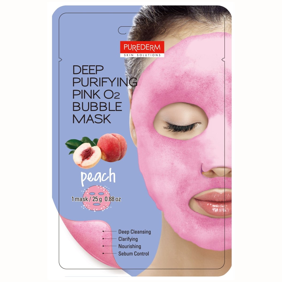 Корейска козметика дълбоко почистваща кислородна маска за лице с праскова и комплекс от 10 хидратиращи суперхрани - CAMCO Ltd.