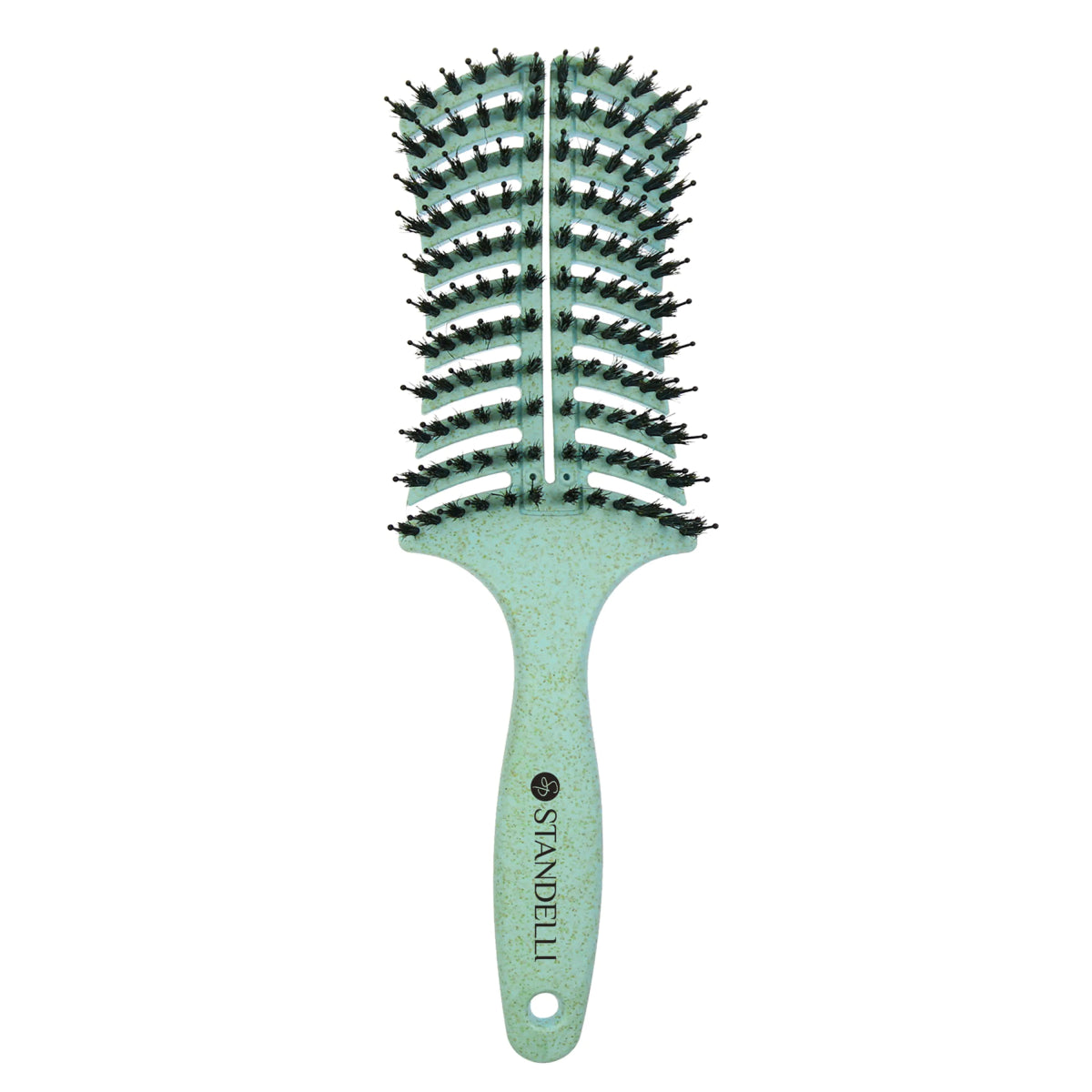 Плоска четка за изсушаване и разресване, микс от естествен и глигански косъм за всеки тип коса - CAMCO Ltd.