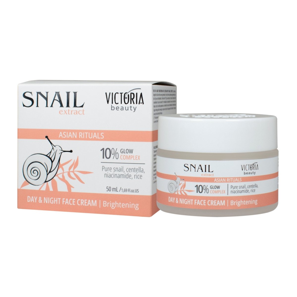 Snail Extract Asian Rituals Дневен и нощен изсветляващ крем за лице с охлювен екстракт 50ml - CAMCO Ltd.