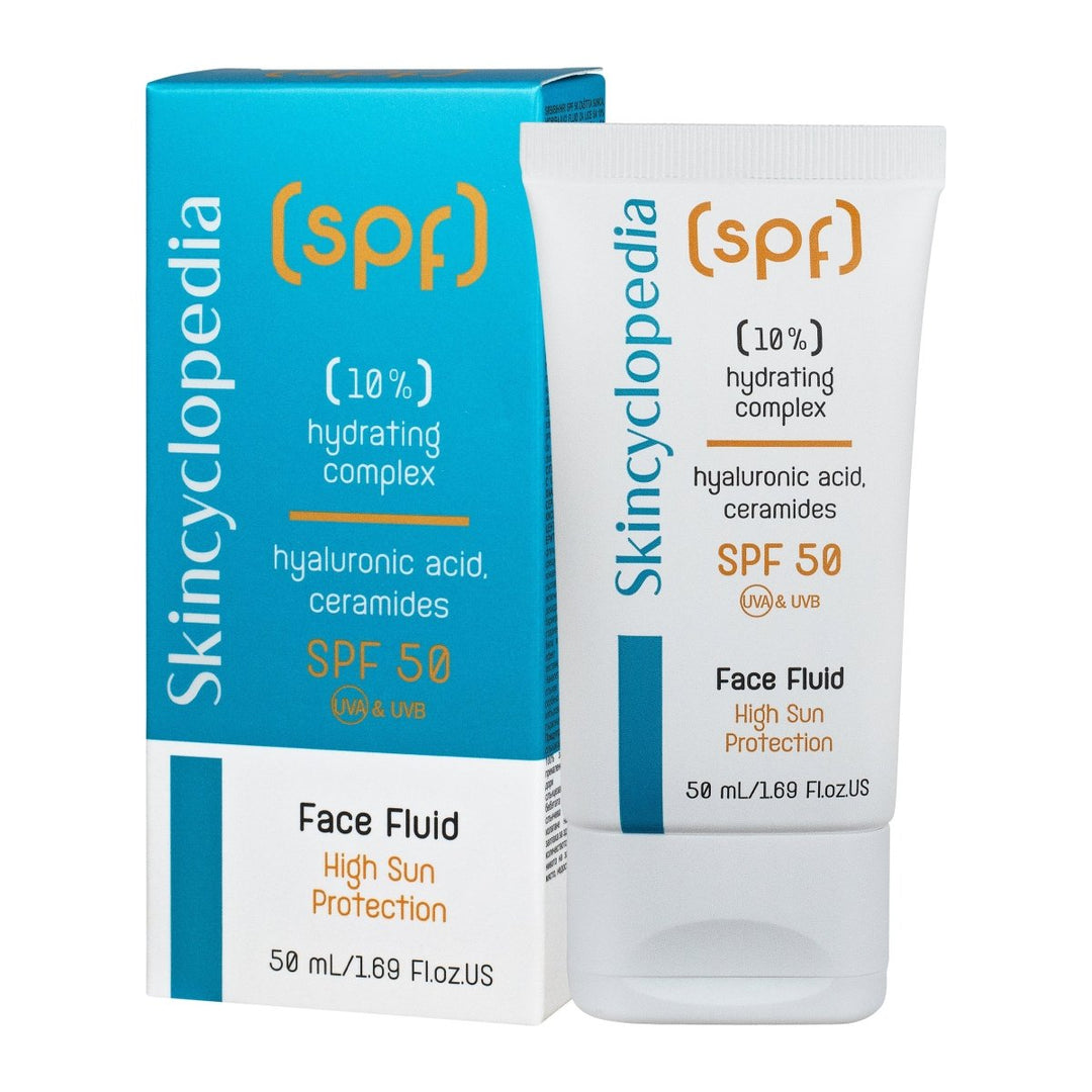 SPF 50 слънцезащитен флуид за лице с 10% хидратиращ комплекс с хиалуронова киселина, серамиди, полиглутаминова киселина, 50ml - CAMCO Ltd.