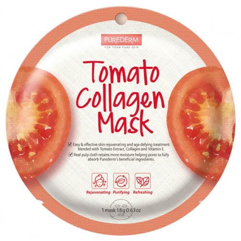 Корейска козметика освежаваща шийт маска за лице с колаген, домат и витамин Е 18g