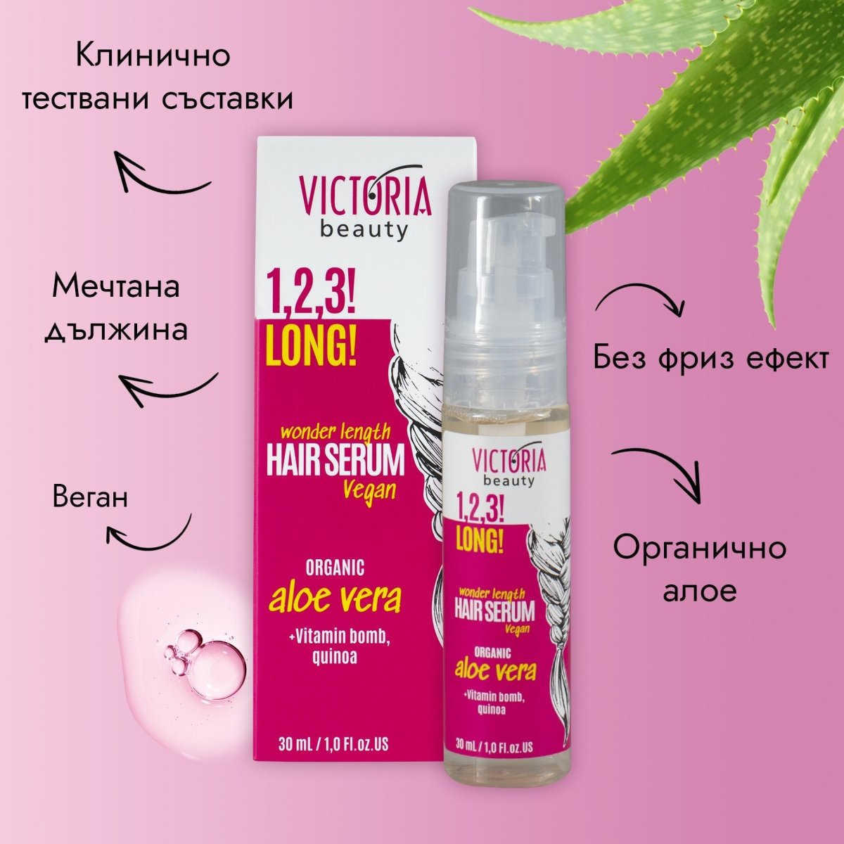 1,2,3! LONG! Серум за коса за растеж и дължина без отмиване за вълшебно дълга коса 30ml - CAMCO Ltd.