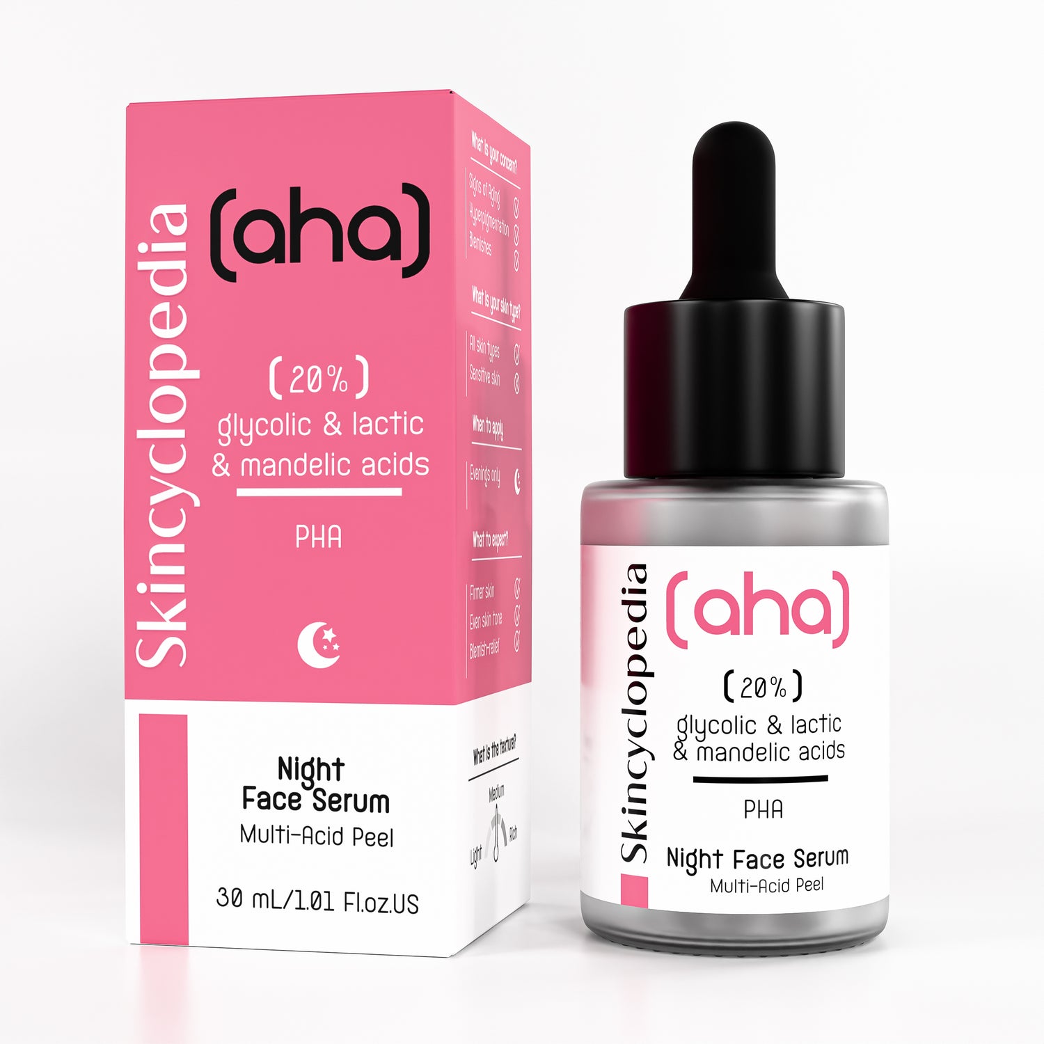 Concentrated facial serum - night peeling with 20% AHA acids and polyhydroxy acids 30ml