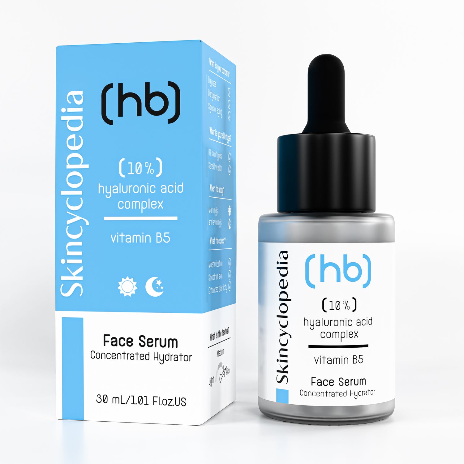 Concentrated facial serum with 10% hyaluronic acid + vitamin B5 30ml