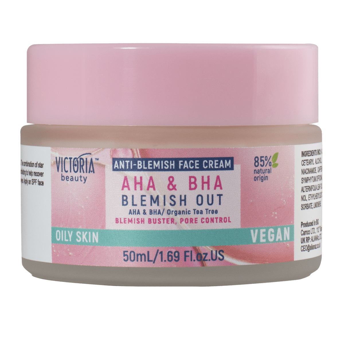Blemish Out Дневен и нощен крем за лице против пъпки с гликолова киселина (AHA),салицилова киселина (BHA),цинк, ниацинамид и масло от чаено дърво 50ml - CAMCO Ltd.