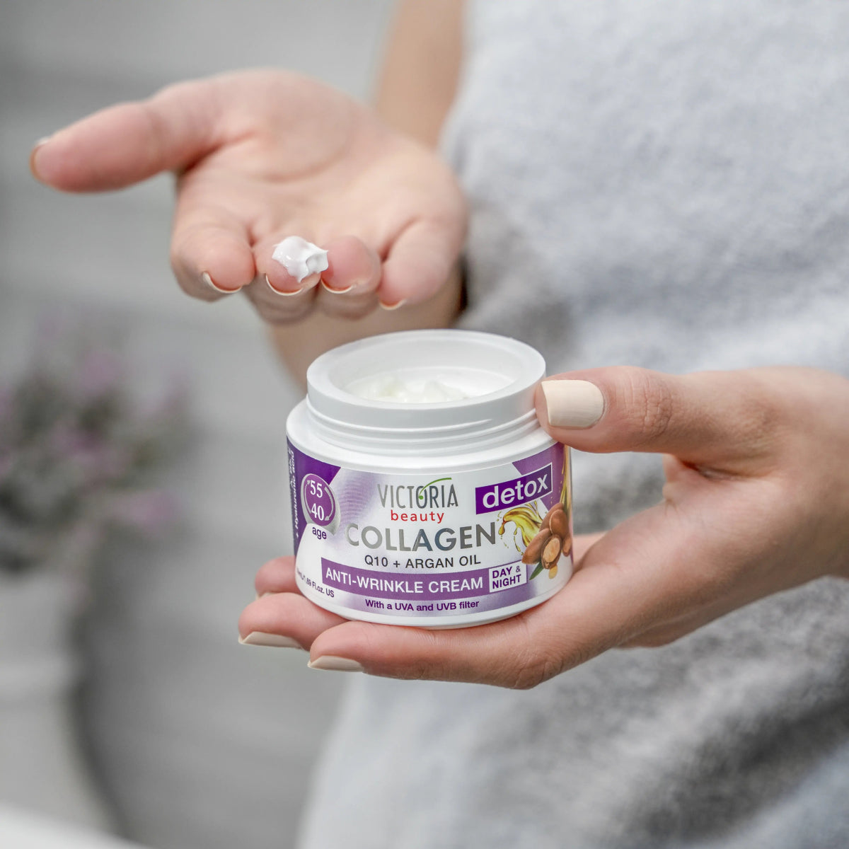 Дневен и нощен крем за лице против бръчки с колаген, хиалурон, коензим q10 и арганово масло 50ml - CAMCO Ltd.