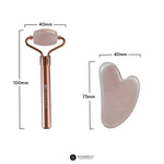 Kомплект с ролер за лице & камък гуа ша от розов кварц - CAMCO Ltd.