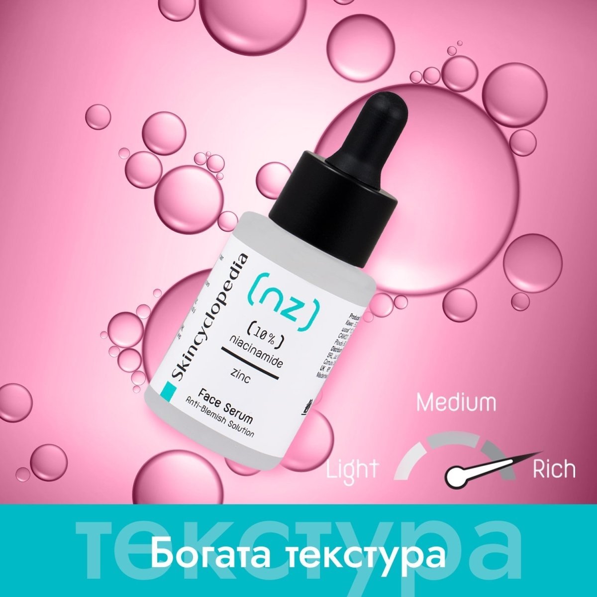 Kонцентриран серум за лице с 10% ниацинамид и 1% цинк 30ml - CAMCO Ltd.