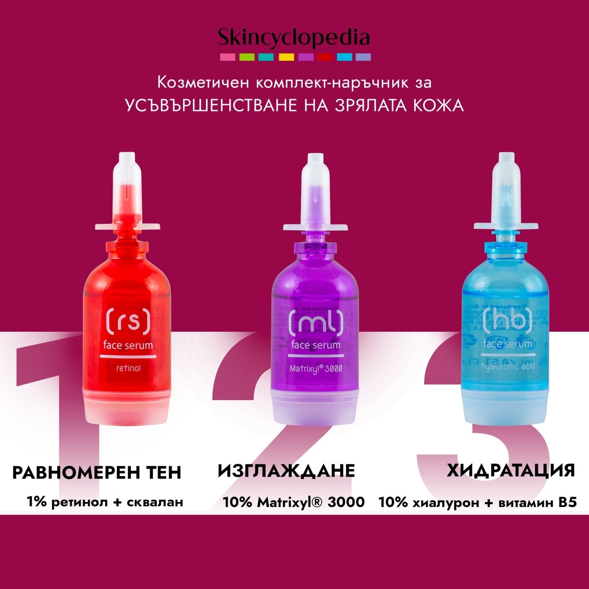 Козметичен комплект - наръчник Age Perfect за усъвършенстване на зрялата кожа, 3x15ml - CAMCO Ltd.