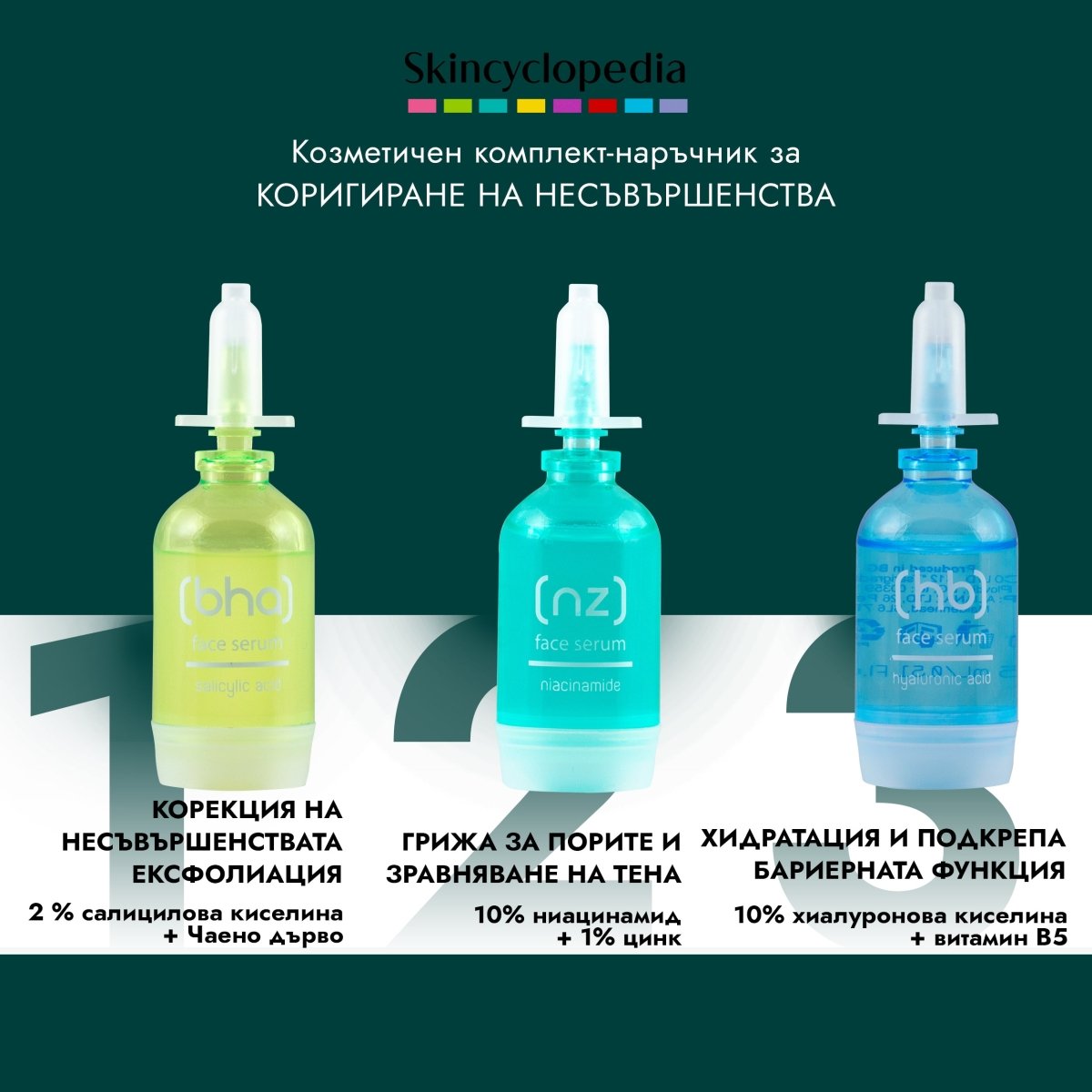 Козметичен комплект - наръчник Blemish Correct за коригиране на несъвършенства, 3x15ml - CAMCO Ltd.