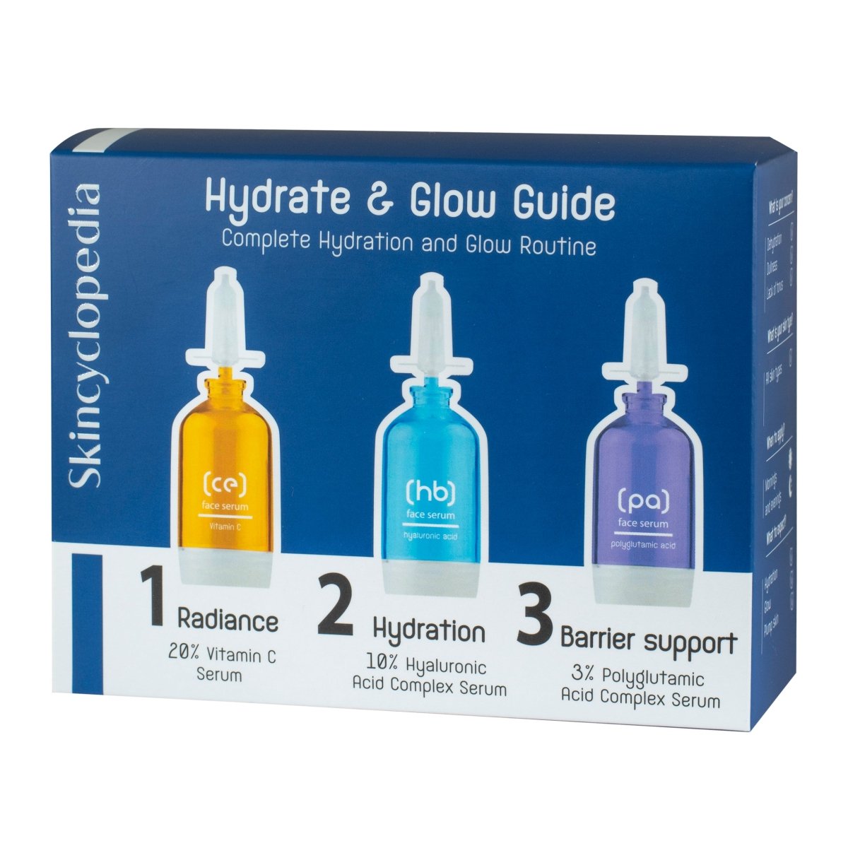 Козметичен комплект - наръчник Hydrate & Glow за хидратация и блясък, 3x15ml - CAMCO Ltd.