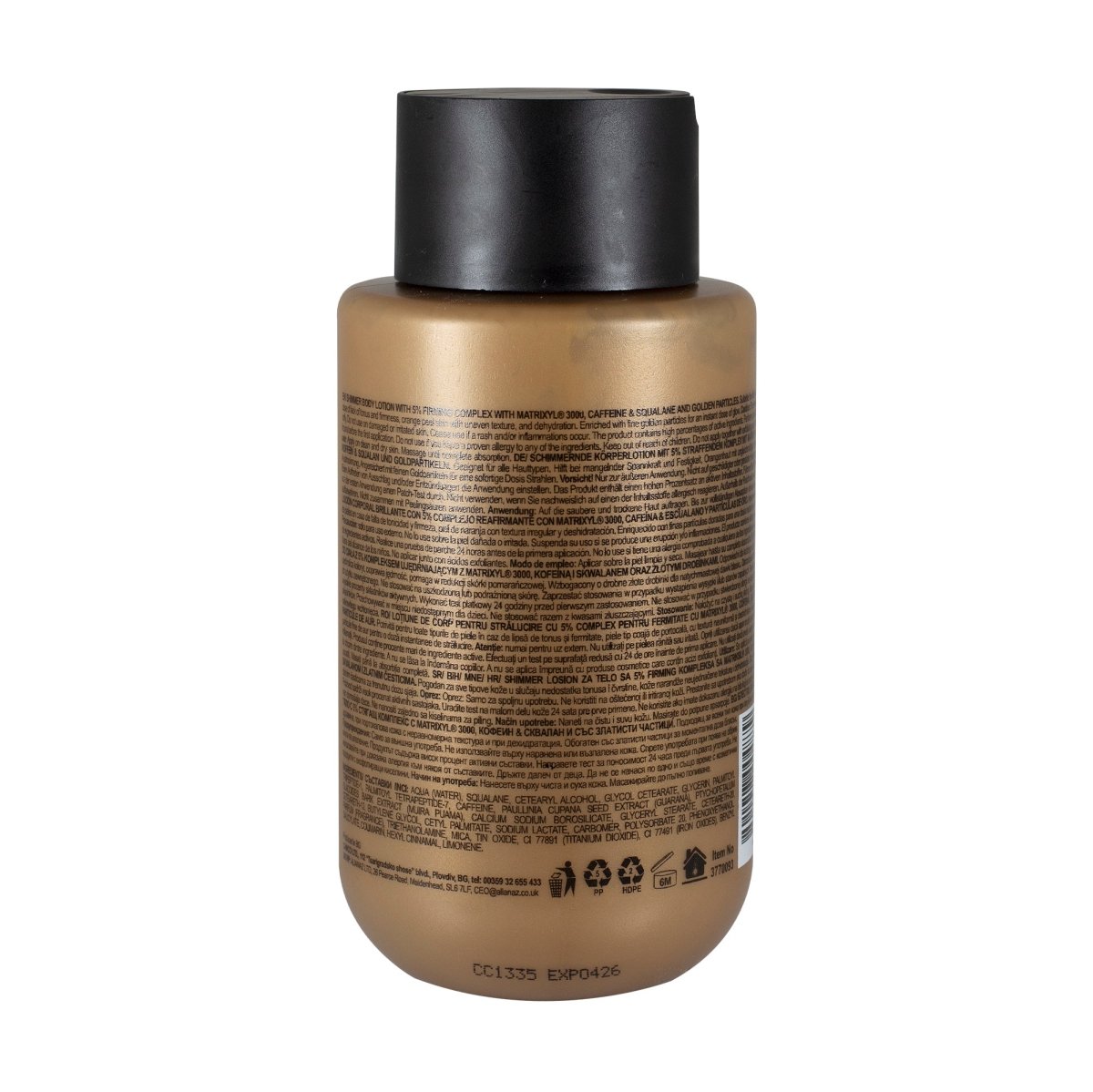 Лосион за тяло 5% Стягащ комплекс от MATRIXYL® 3000,кофеин и сквалан, обогатен със златисти частици 300ml - CAMCO Ltd.