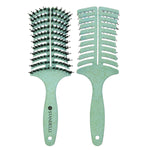 Плоска четка за изсушаване и разресване, микс от естествен и глигански косъм за всеки тип коса - CAMCO Ltd.