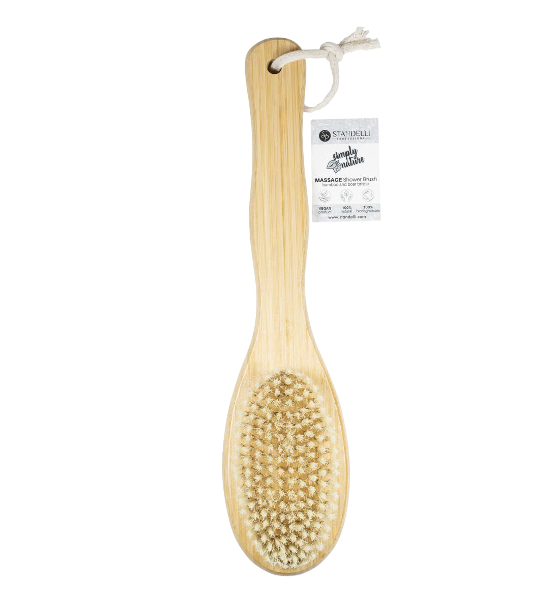 Simply Nature Масажна четката за тяло с дълга бамбукова дръжка и глигански косъм - CAMCO Ltd.