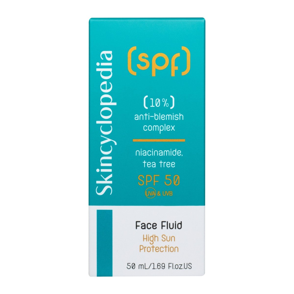 SPF 50 слънцезащитен флуид за лице с 10% комплекс против несъвършенства с ниацинамид, чаено дърво и матиращ комплекс, 50 ml - CAMCO Ltd.