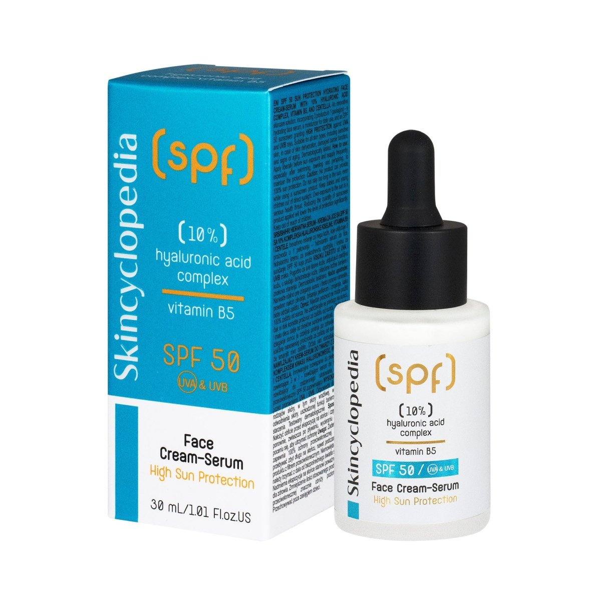 SPF 50 слънцезащитен крем - серум за лице с 10% хиалуронов комплекс и витамин В5, 30ml - CAMCO Ltd.