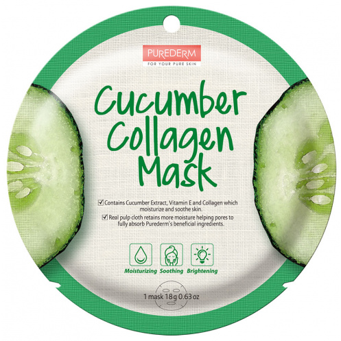 Корейска козметика успокояваща шийт маска за лице с колаген, екстракт от краставица и витамин Е 18g