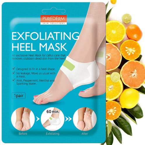 Корейска козметика ексфолираща маска за пети с AHA млечна киселина и гликолова киселина и растителни екстракта