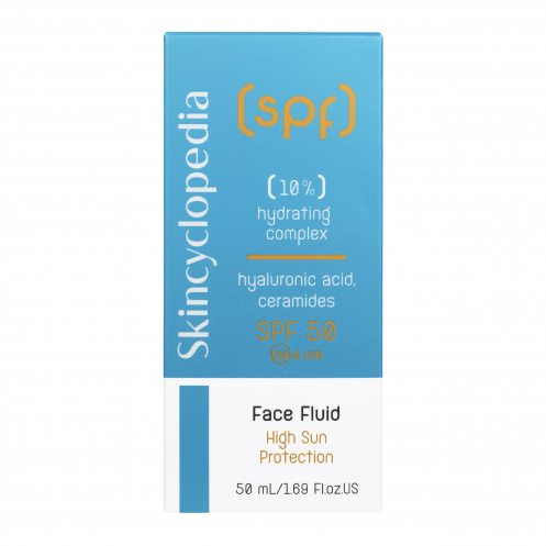 SPF 50 слънцезащитен флуид за лице с 10% хидратиращ комплекс с хиалуронова киселина, серамиди, полиглутаминова киселина, 50ml