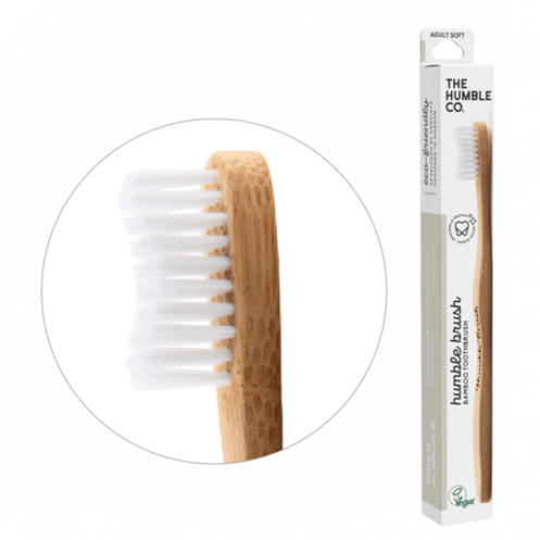 100% Бамбукова четка за зъби с мек косъм-бял (soft) 1бр.